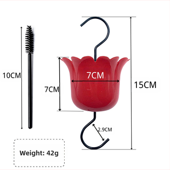 Plastikinis pakabinamas kolibrių lesyklėlė su didele vandens talpa, dvigubo kabliuko dizainas