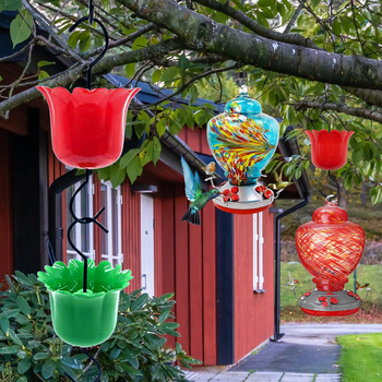 Plastikinis pakabinamas kolibrių lesyklėlė su didele vandens talpa, dvigubo kabliuko dizainas