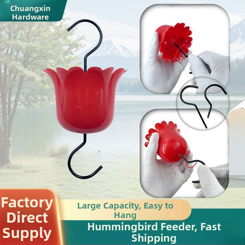 Plastikinis pakabinamas kolibrių lesyklėlė su didele vandens talpa, dvigubo kabliuko dizainas