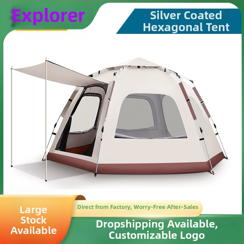 Lauko palapinė — vieno sluoksnio, automatinis greitas atidarymas, keturi sezonai, 5,4 kg, stiklo pluošto stiebai (išorinis vandeniui atsparumas 2000–3000 mm)