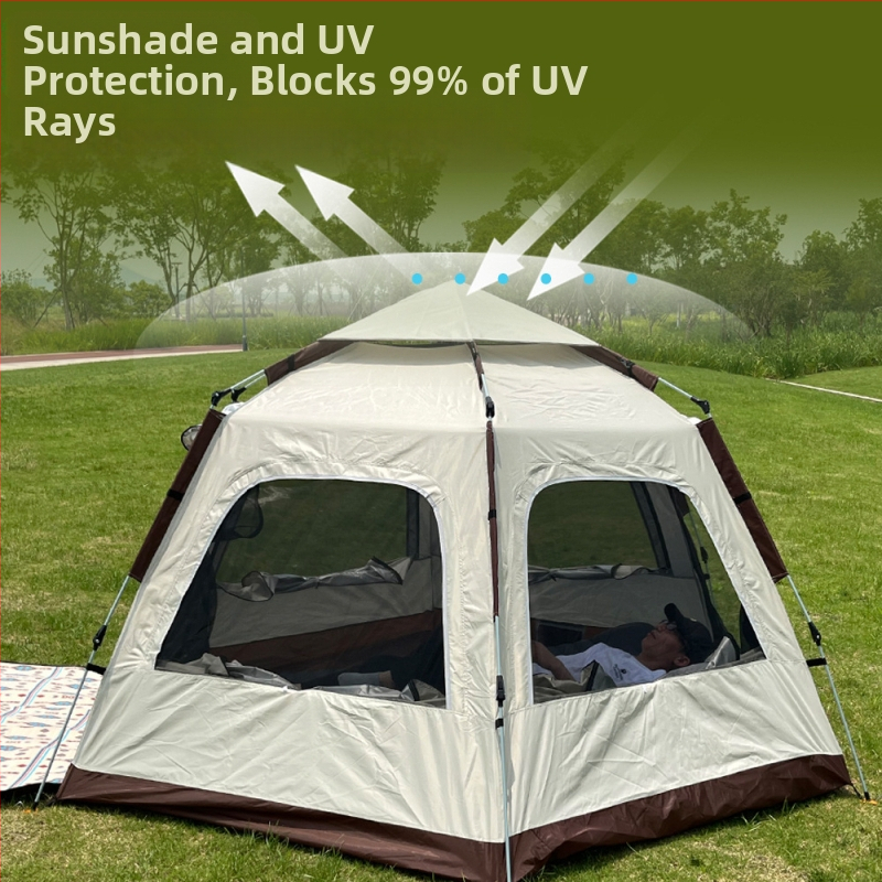 Палатка за къмпинг — еднослойна, автоматично бързо разгръщане, четири сезона, 5.4 кг, пръти от фибростъкло (водоустойчива външна обвивка 2000–3000 мм)