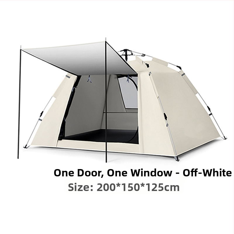 Lauko palapinė — vieno sluoksnio, automatinis greitas atidarymas, keturi sezonai, 5,4 kg, stiklo pluošto stiebai (išorinis vandeniui atsparumas 2000–3000 mm)