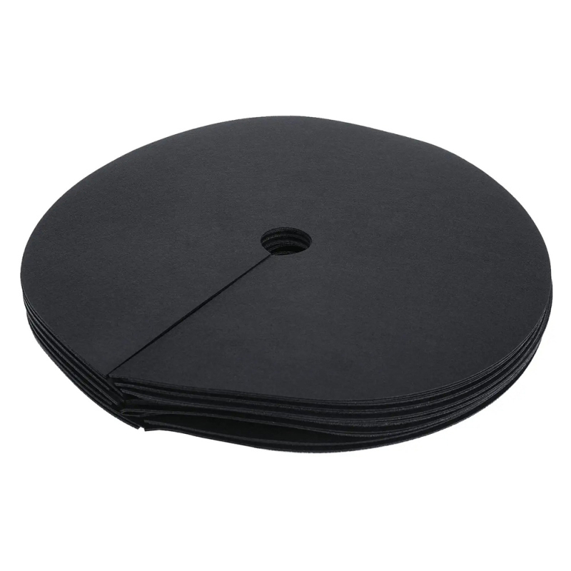 Apskritas neaustas audinys piktžėlių prevencijai sode – sodo audinys, naudojimas: piktžolių prevencija aplink augalus, vidinis ir išorinis skersmuo pagal užsakymą, tarnavimo laikas 5–8 metai