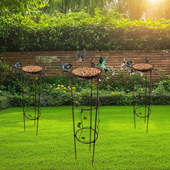Железен стелаж за катерещи растения с хранилка за птици, чадърообразна конструкция, пасторален стил, полу ръчна и полу механична изработка