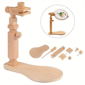 Ξύλινο πλαίσιο κεντήματος με σταυρό, 360° περιστρεφόμενο, επιτραπέζιο, χειροποίητο και ρυθμιζόμενο