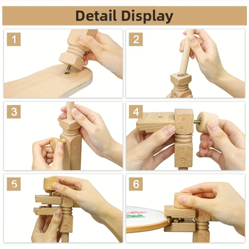 Ξύλινο πλαίσιο κεντήματος με σταυρό, 360° περιστρεφόμενο, επιτραπέζιο, χειροποίητο και ρυθμιζόμενο