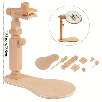 Ξύλινο πλαίσιο κεντήματος με σταυρό, 360° περιστρεφόμενο, επιτραπέζιο, χειροποίητο και ρυθμιζόμενο