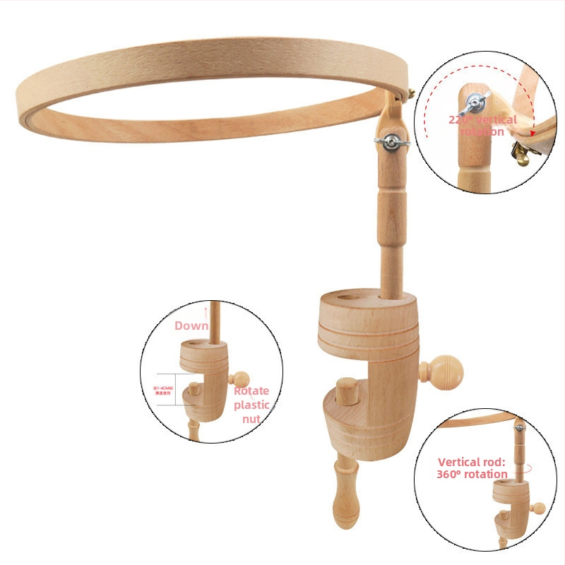 Рамка за бродиране за маса от бук, 280° регулируема, комплект за кръстат бод