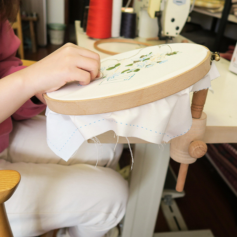 Stalo siuvimo rėmas iš medžio, 280° reguliuojamas, kryželių siuvinėjimo rinkinys