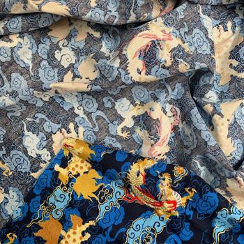 Βαμβακερό ύφασμα με χρυσοτυπία και παραδοσιακό κινεζικό μοτίβο δράκου, φυτικό τύπωμα, 100% βαμβάκι, κατάλληλο για ρούχα και τσάντες