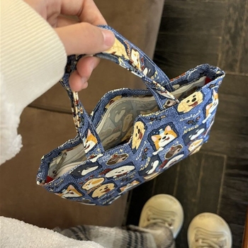 Κυβοειδές τσαντάκι καλλυντικών από πολυεστέρα, γλυκό σχέδιο σκύλου καρτούν, φορητό για ταξίδια, μοντέρνο μινιμαλιστικό στυλ