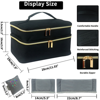 Τσάντα αποθήκευσης αξεσουάρ ραψίματος, κυβοειδούς σχήματος, πολυεστέρας, πολυχρηστική, κατάλληλη για ερασιτέχνες και σχεδιαστές, 400 g