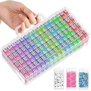 Cutie de depozitare pentru picturi cu diamante, 64 compartimente, din plastic