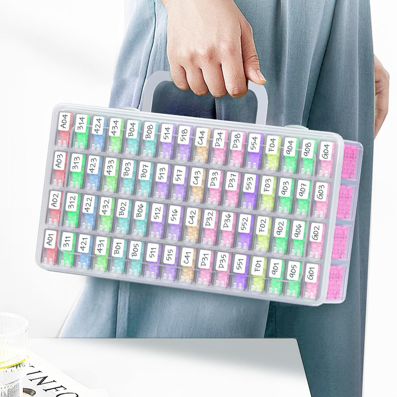 Cutie de depozitare pentru picturi cu diamante, 64 compartimente, din plastic