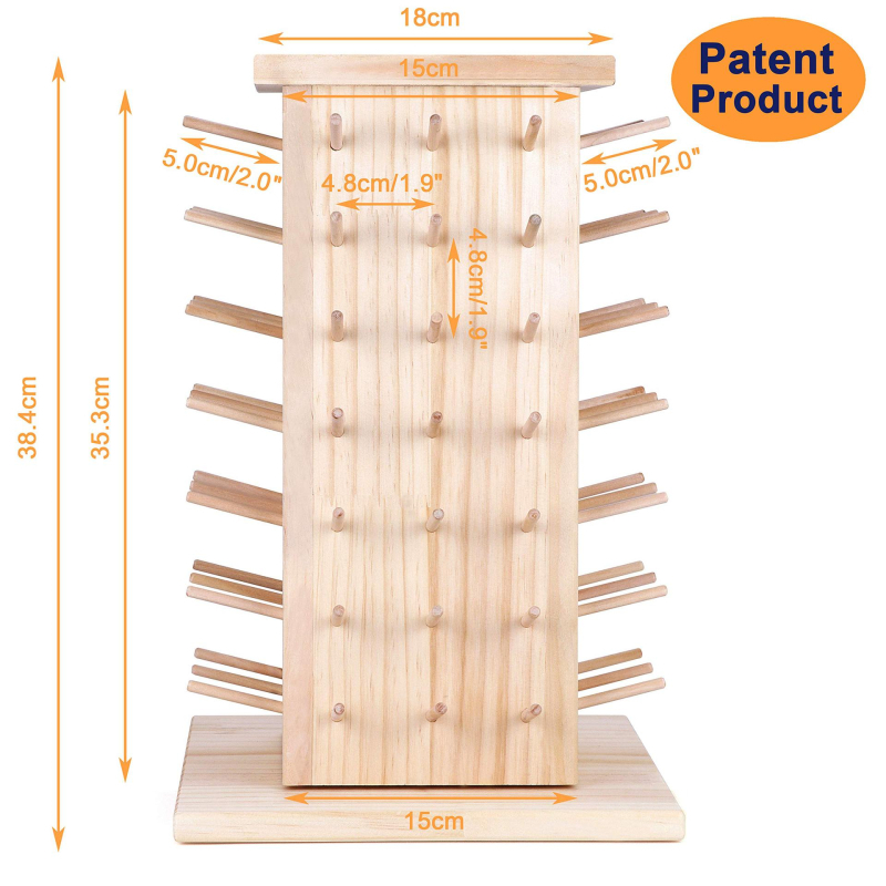 Raft rotativ din lemn pentru bijuterii și peruci — 7 niveluri, model desktop, multifuncțional
