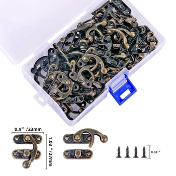 Κλειδαριά για ξύλινο κουτί με κούμπωμα-κούμπωμα και βίδα αντικατάστασης — σίδηρος, ηλεκτροπλατίωση, για ξύλινα κουτιά, χειροτεχνίες και κορνίζες φωτογραφιών