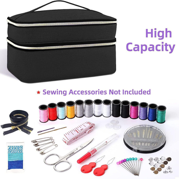 Τσάντα εξοπλισμού ραπτικής, διπλού επιπέδου οργανωτής κουτιού, κυβοειδές σχήμα, πολυεστέρας, πολυλειτουργική, ταξιδιωτική τσάντα