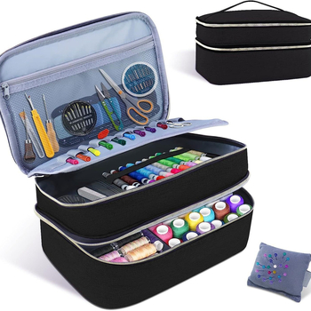 Τσάντα εξοπλισμού ραπτικής, διπλού επιπέδου οργανωτής κουτιού, κυβοειδές σχήμα, πολυεστέρας, πολυλειτουργική, ταξιδιωτική τσάντα