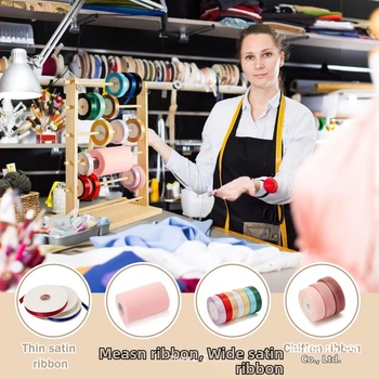 Ξύλινο ράφι αποθήκευσης κορδέλας - Επιτραπέζιος οργανωτής κλωστής, 1 επίπεδο, φορητός, πολλαπλών χρήσεων