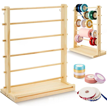 Ξύλινο ράφι αποθήκευσης κορδέλας - Επιτραπέζιος οργανωτής κλωστής, 1 επίπεδο, φορητός, πολλαπλών χρήσεων