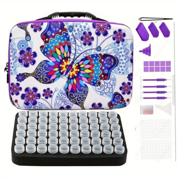 Τσάντα αποθήκευσης εργαλειών διαμαντικής ζωγραφικής, 60 θήκες, EVA κυβόσχημη θήκη, πολλαπλών χρήσεων φορητός οργανωτής