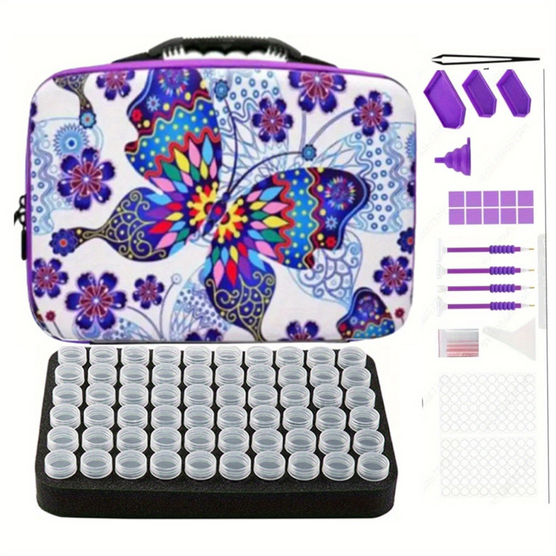 Geantă de depozitare pentru uneltele de pictură cu diamante, 60 compartimente, husă EVA cub, organizator portabil multifuncțional