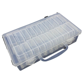 Πλαστικό κουτί αποθήκευσης κοσμημάτων με 20 θήκες, διαφανείς διαμερίσματα, με διαχωριστικά για ευκολία οργάνωσης, για σκουλαρίκια και κολιέ, χωρητικότητα 1 L