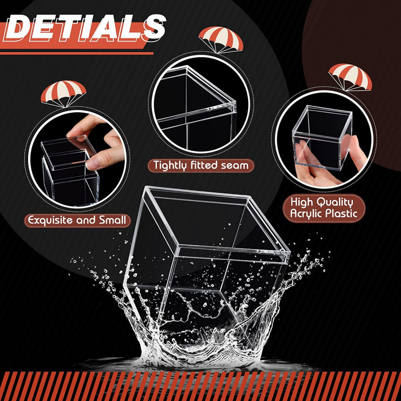 Cutie de afișaj din acril cu capac, pliabilă, protecție împotriva prafului, 35 L