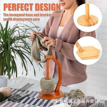 Ξύλινο ράφι για κλωστές, επιτραπέζιο μαγνητικό, περιστρεφόμενο, για πλέξιμο με το χέρι (Υλικό: ξύλο/μπαμπού)