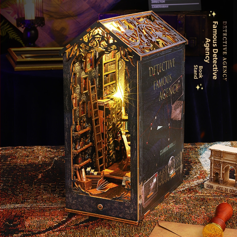 Дървен 3D модел за сглобяване на книжна подставка — детективска тема, произход Guangzhou, марка Great House / Gite House