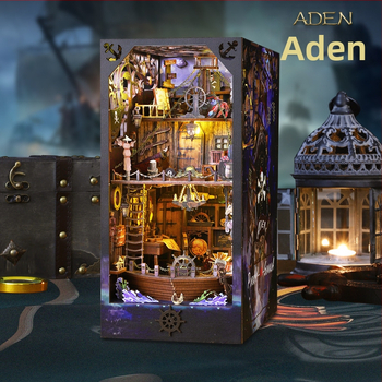 Дървен DIY архитектурен модел на къща – сглобен, с вградени светлини и звук, батерийно захранване