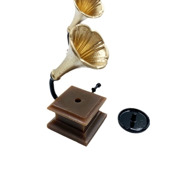 Αξεσουάρ για κουκλόσπιτο: μίνι σκηνές με φαγητό, ρετρό γραμμόφωνο, με εκτυπωμένο λογότυπο