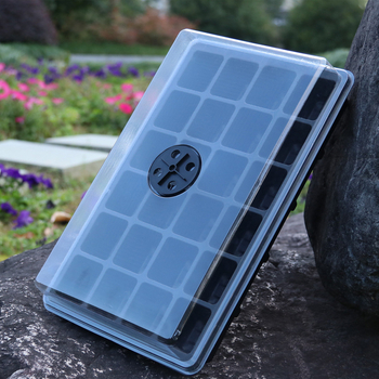 24 skylėmis dėklas sodinukams, apvaliu dangteliu, ventiliacijos angos, trijų dalių rinkinys, tvirta plastiko konstrukcija