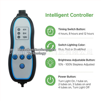 Vidaus augimo lempos su penkių vamzdelių laikikliu ir tripodu, pilnas spektras, nuotolinis valdymas; 100 LED, 1500 lm, IP44, PF 0.98