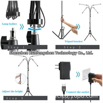 Vidaus augimo lempos su penkių vamzdelių laikikliu ir tripodu, pilnas spektras, nuotolinis valdymas; 100 LED, 1500 lm, IP44, PF 0.98