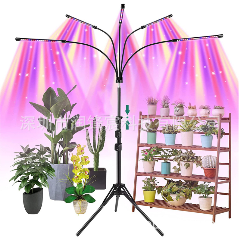 Vidaus augimo lempos su penkių vamzdelių laikikliu ir tripodu, pilnas spektras, nuotolinis valdymas; 100 LED, 1500 lm, IP44, PF 0.98