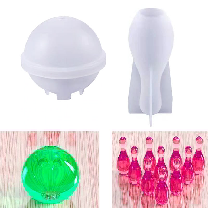 Силиконова форма за боулинг топки за DIY смола и бижута - несиметрична форма, комплект от 2 топки, марка Dance of the Butterfly