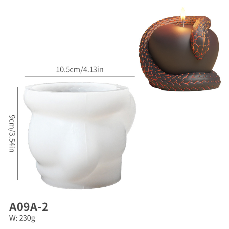 Matriță din silicon pentru lumânare 3D în formă de măr‑șarpe și ornamente aromaterapeutice