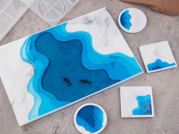 Μορφή σιλικόνης για ψήσιμο – ακανόνιστο σχήμα, σχέδιο Ocean Terrace τοπίου, κατάλληλη για βάσεις ποτηριών και ταψιά