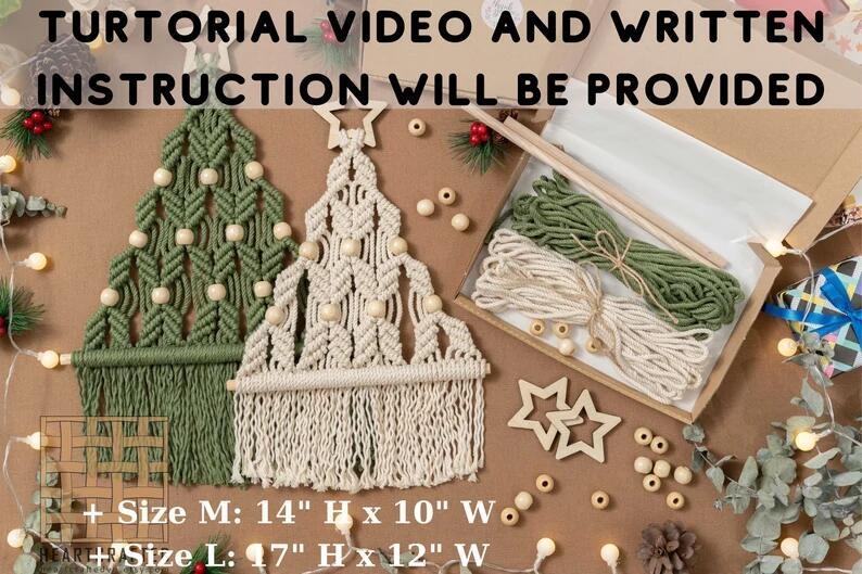 Roku austs kokvilnas auklas Ziemassvētku egles rotājums bohemi stilā, pendants, 17 cm augstums