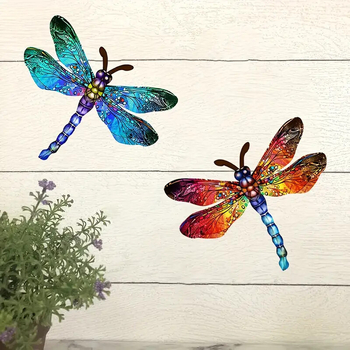 Decor mural 3D din fier forjat cu dragonfly, pentru grădină și curte, artă modernă
