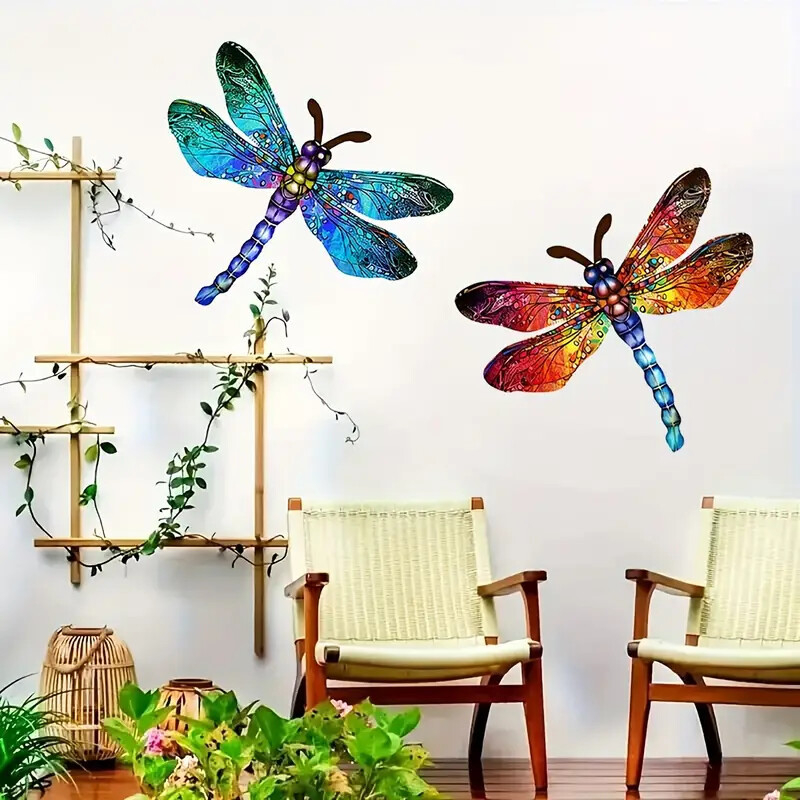 Decor mural 3D din fier forjat cu dragonfly, pentru grădină și curte, artă modernă