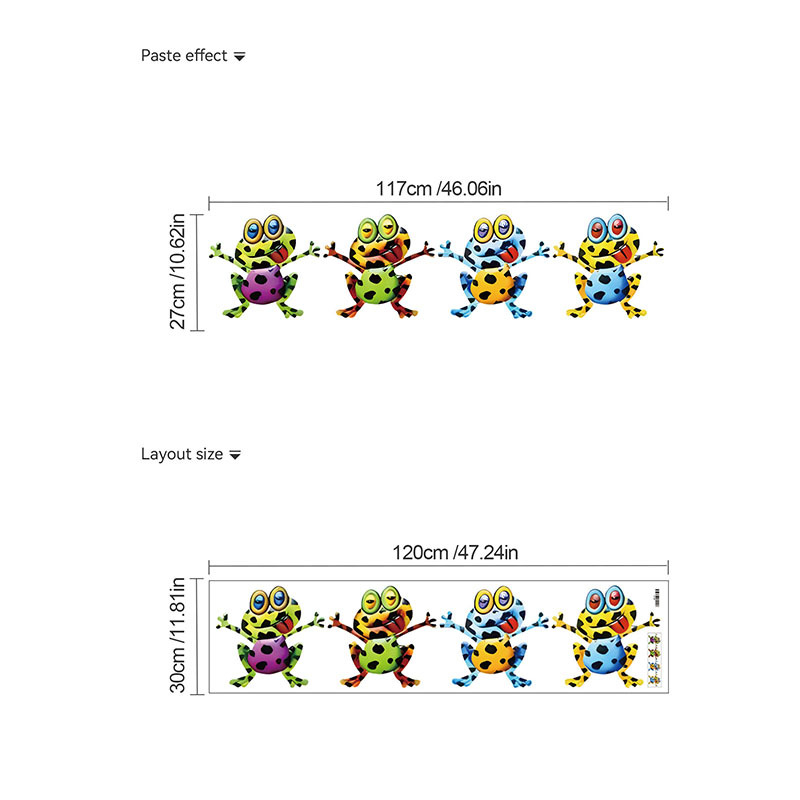 Dekorativne naljepnice za zid – crtani žaba, PVC, slatke životinje, dekorativne naljepnice za zid, za dnevni boravak, spavaću sobu, studiju, restoran, ulaz