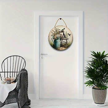 Дървен висящ знак за предна веранда, кръгъл дървен знак, изкуствено дърво, дървени занаятчийски изделия