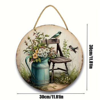 Дървен висящ знак за предна веранда, кръгъл дървен знак, изкуствено дърво, дървени занаятчийски изделия