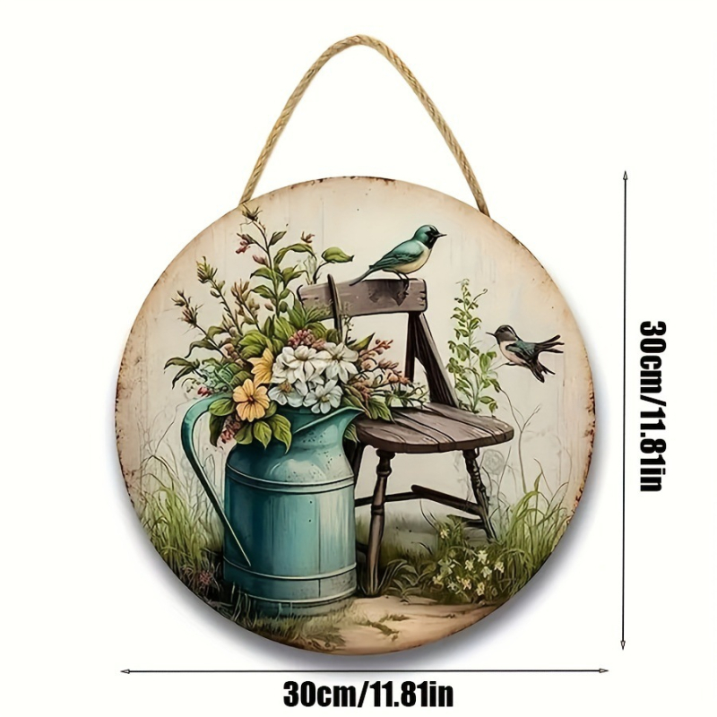 Semn din lemn pentru ușa de la intrare, semn circular din lemn, lemn artificial, meșteșuguri din lemn