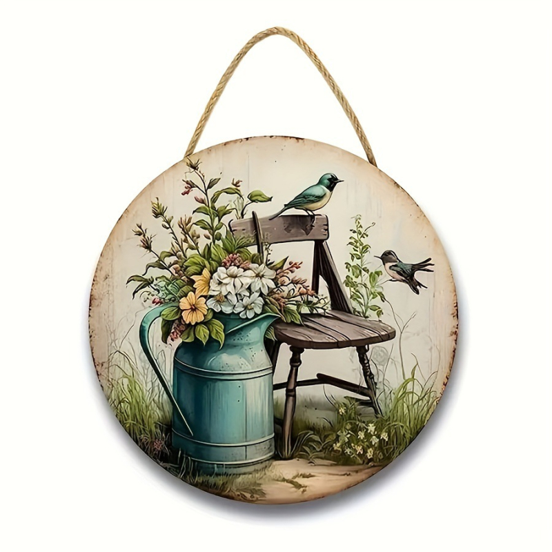 Semn din lemn pentru ușa de la intrare, semn circular din lemn, lemn artificial, meșteșuguri din lemn