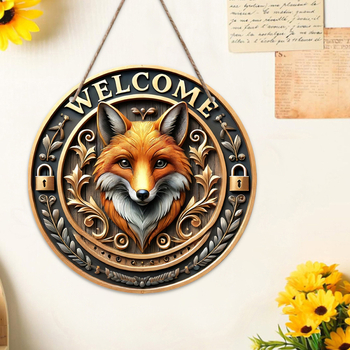 Дървен кръгъл знак за вход с надпис Добре дошли – висящ декор за врата и дневна