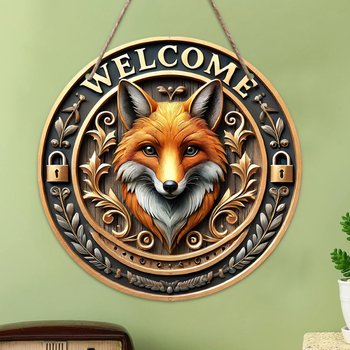 Дървен кръгъл знак за вход с надпис Добре дошли – висящ декор за врата и дневна