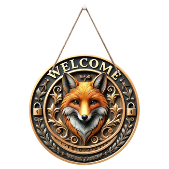 Дървен кръгъл знак за вход с надпис Добре дошли – висящ декор за врата и дневна